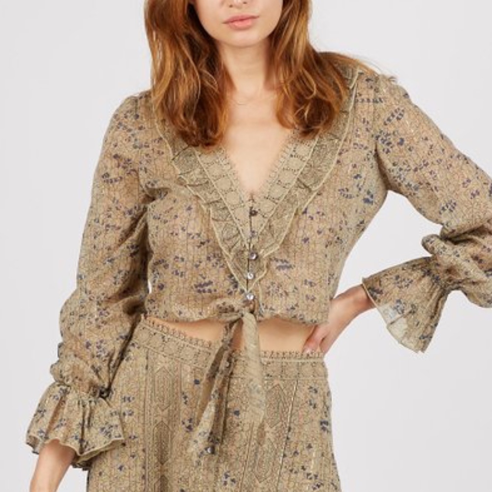 NWT Cleobella Nubra Crop Tie-Front Top